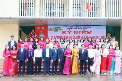 Đồng chí Phó Bí thư Thường trực Tỉnh ủy Đinh Thị Lụa thăm, chúc mừng Trường THPT A Kim Bảng nhân kỷ niệm Ngày Nhà giáo Việt Nam 20/11